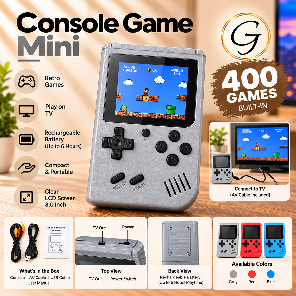 Game Console mini - 400 Classic Games