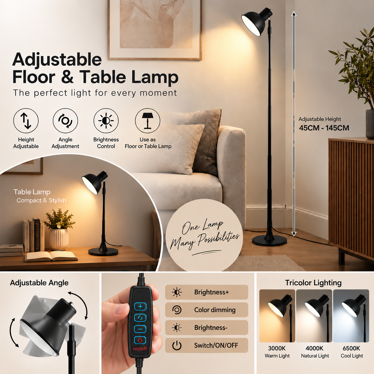 Adjustable Floor & Table Lamp