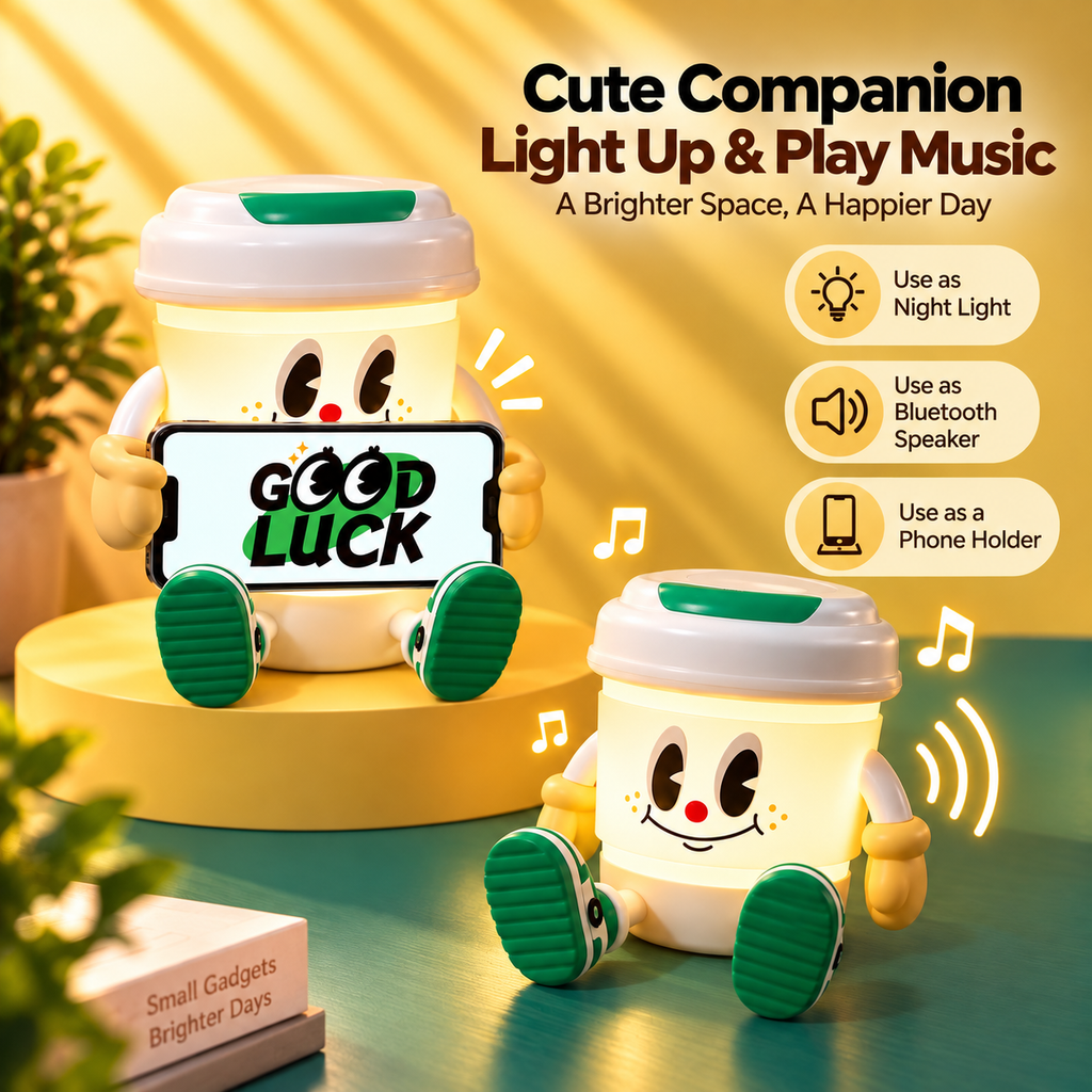 Coffee Night Light with Speaker and Phone Stand