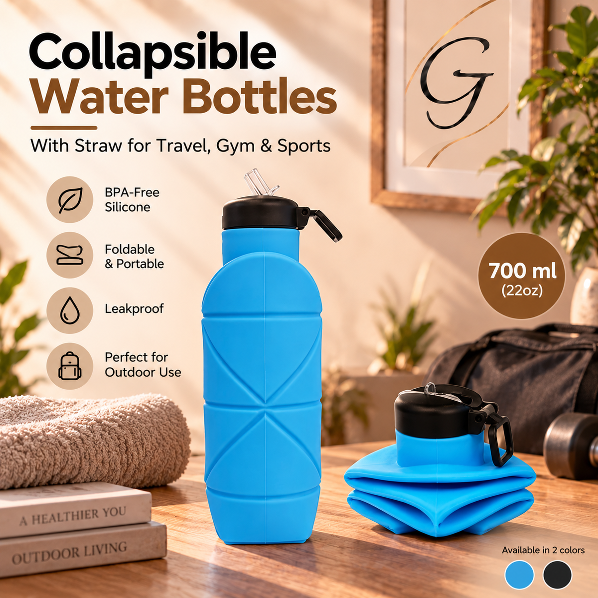 Collapsible Silicone Water Bottle - BPA Free