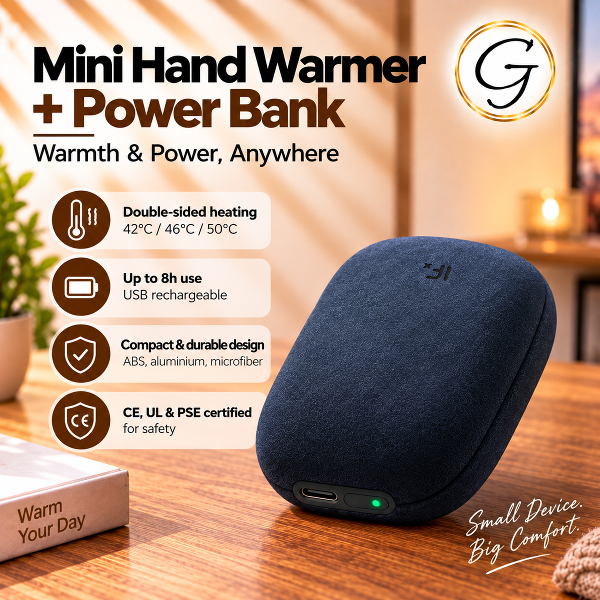 Mini Hand Warmer + Power Bank