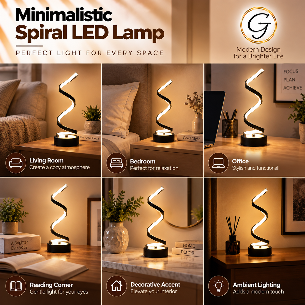 Minimalist Spiral LED Lamp