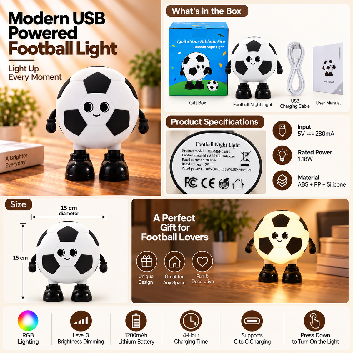 Modern USB Powered Football Light