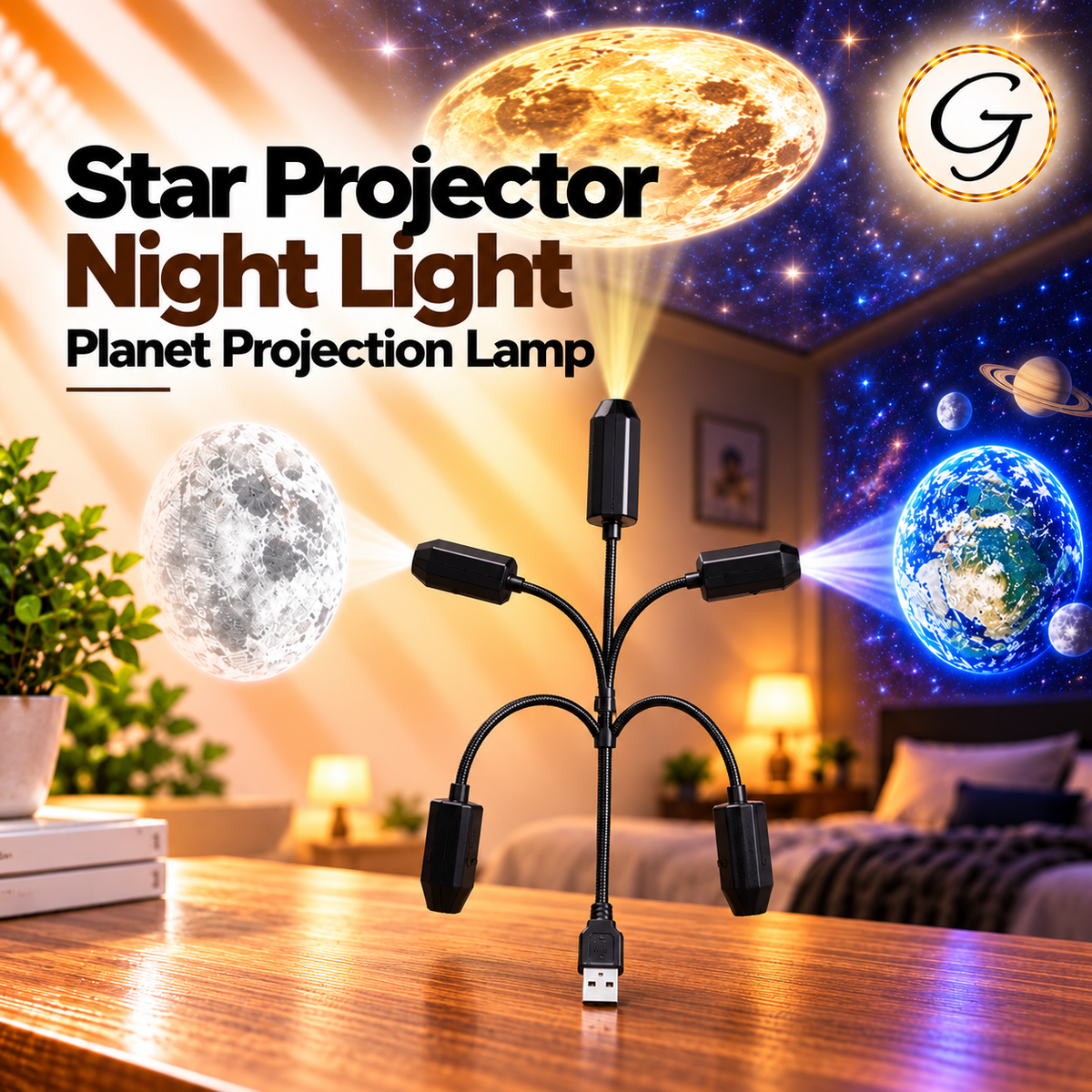 Star Projector, Night Light Planet Projection Lamp, 16 Films Star Projector Light