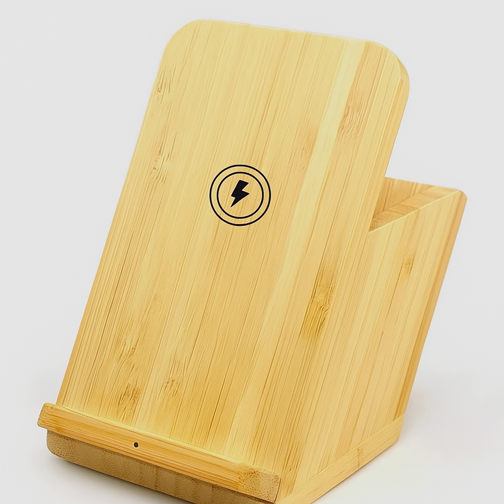 Wireless Bamboo Fast Charger and Organizer (Small)