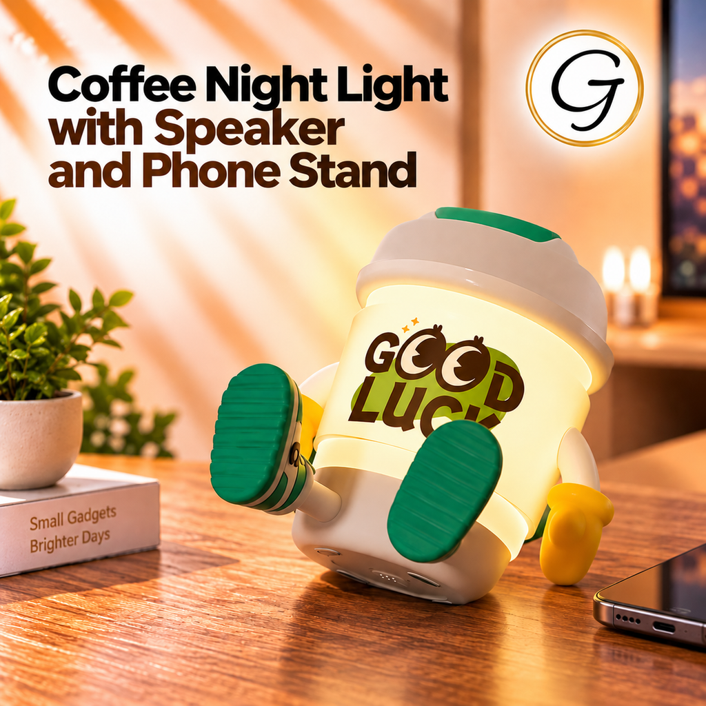 Coffee Night Light with Speaker and Phone Stand