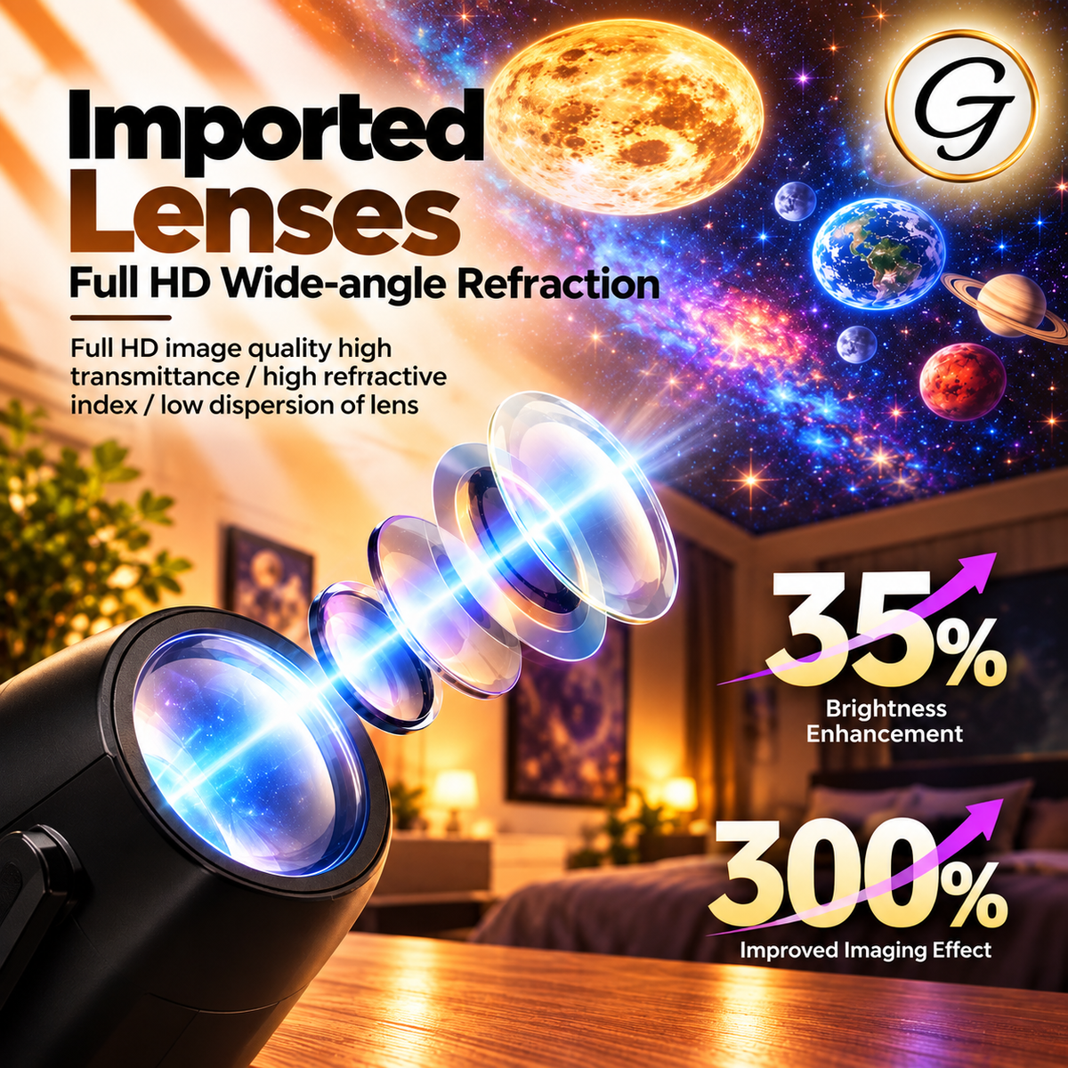 Star Projector, Night Light Planet Projection Lamp, 16 Films Star Projector Light