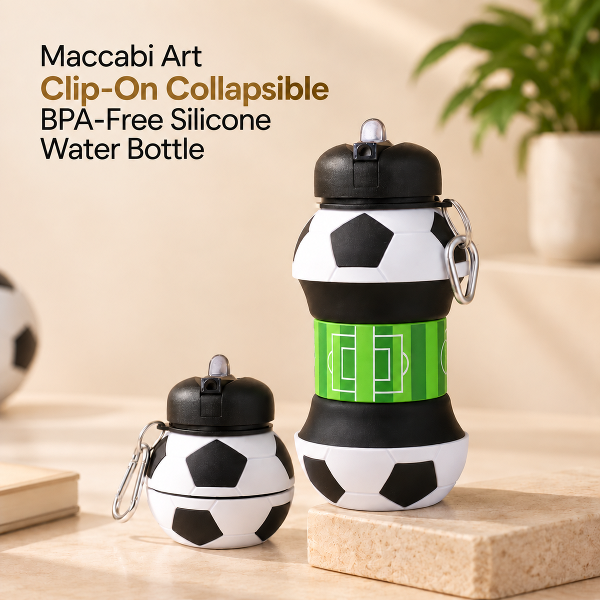 Maccabi Art Clip-On Collapsible BPA-Free Silicone Water Bottle