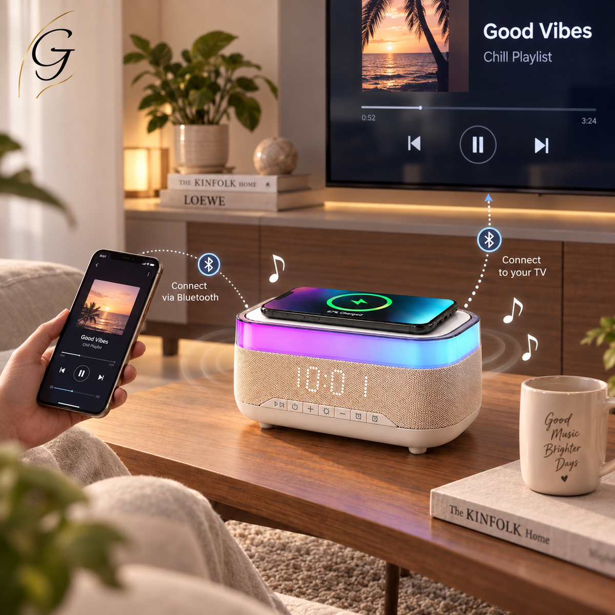 Intelligent Multifunctional Fast Wireless Charger Bluetooth Speaker