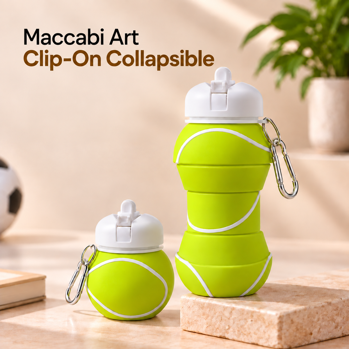 Maccabi Art Clip-On Collapsible BPA-Free Silicone Water Bottle